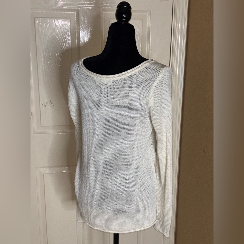 Marled "Summer Vibes" Coral Cream Loose Knit Sweater Size Medium - Picture 3 of 9